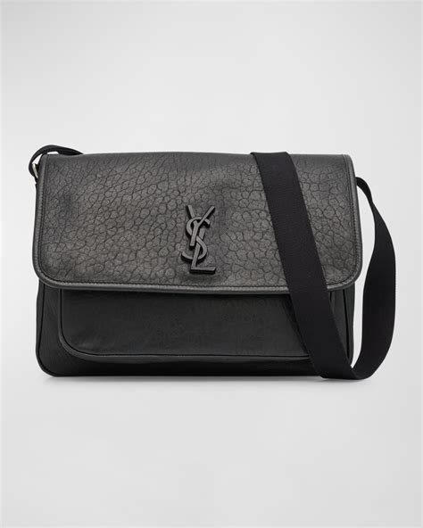 Saint Laurent Men's Niki YSL Messenger Bag in Grained Leather